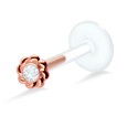 Stone Set Flower Shaped labret Silver LA-734